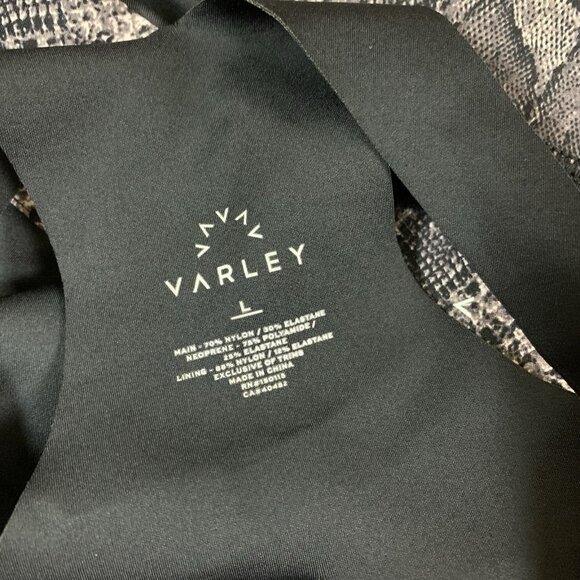 Varley Gray Snake Print High Neck Sports Bra Wide Strap Luxe Feel Large - Picture 4 of 4